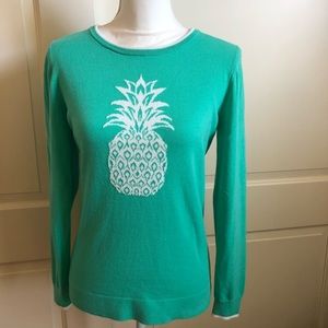Crown & Ivy Green Pineapple Pullover Sweater